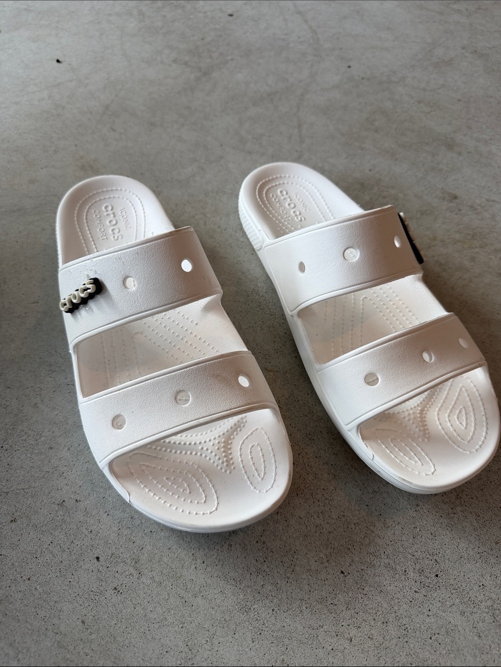 CROCS White Dual-Strap Slide Sandals